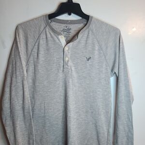 Heritage Gray Long Sleeve Henley Shirt for Men